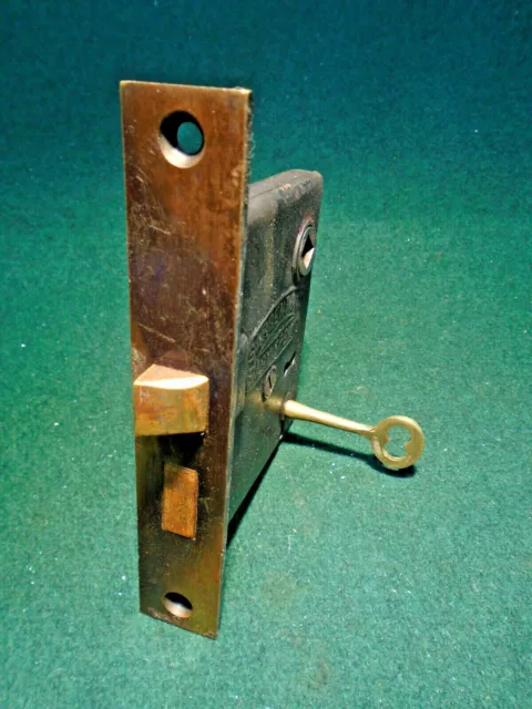 ONE SARGENT #5234 MORTISE LOCK with KEY - CIRCA 1900 FACEPLATE 5 1/2" (15561)