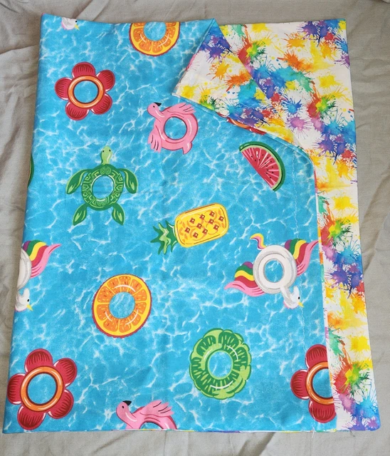 Funda de almohada - Piscina flotantes sobre algodón mármol azul:: arco iris, salpicaduras sobre blanco Co