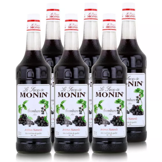 Monin Sirup Brombeere 1L - Cocktails Milchshakes Kaffeesirup (6er Pack)