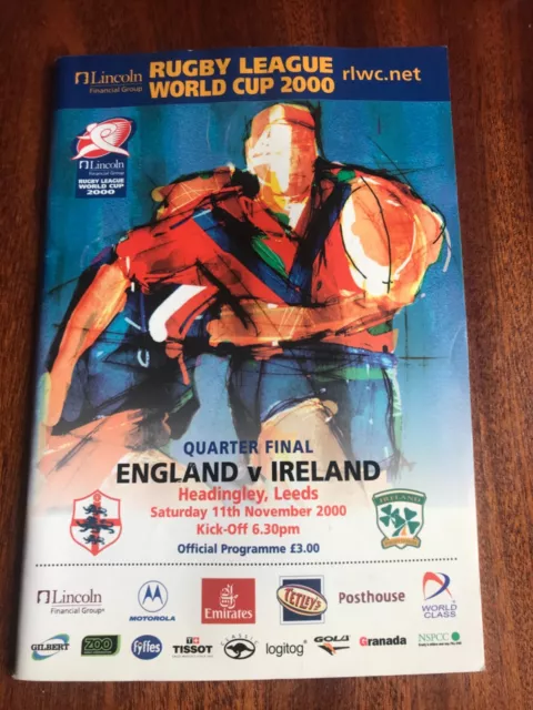 England v Ireland World Cup quarter final rugby league Programme 2000