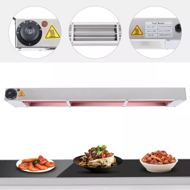 600W Commerical Kitchen Food Heating Lamp Ceiling Overhead Light Strip Warmer US