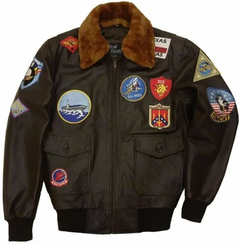 Blouson Aviateur En Cuir Style Top Gun - Homme - Taille XS à 5XL - Neuf Avec étiquettes
