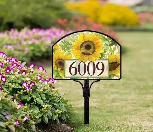 Yard Design Address Marker House Number Magnetic Sign SUNFLOWERS Peace new 💗tw