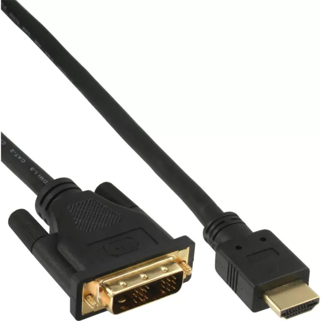 10x Cable HDMI InLine, cable adaptador conector HDMI a conector DVI 18+1 negro/dorado