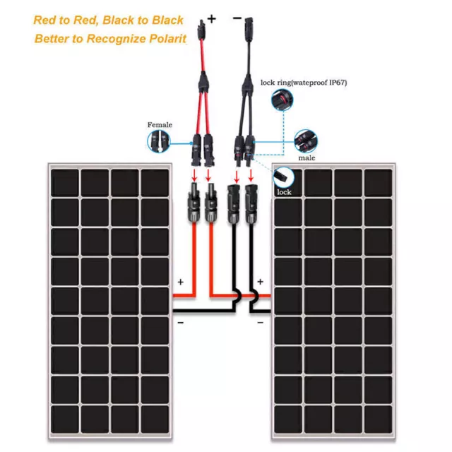 PowMr Y Solarstecker PV NEW Stecker Verteiler Buchse Sicherung PV Für Solarkabel