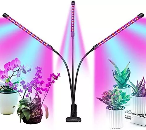 Plant Grow Light 3 Head LED Lights 3 Mode Timer Flexible Gooseneck Auto On & Off