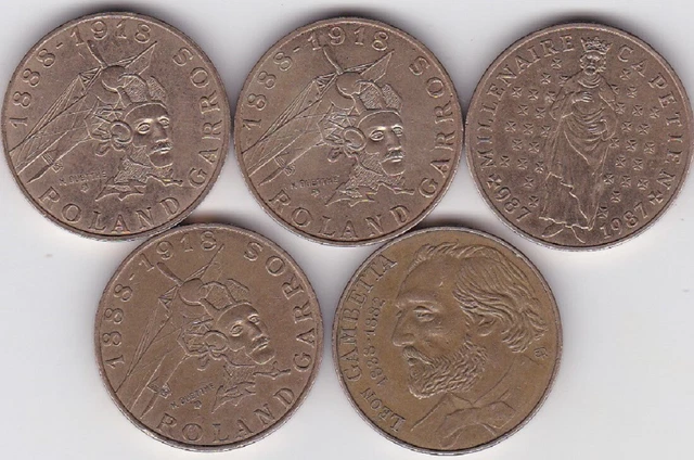 Lot De 5 Pieces De 10 Francs Commemoratives -  De 1982 - 1987 Et 1988 -