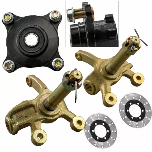 Front Wheel Hub Steering Knuckle Spindle Brake Disc Kit For ATV Quad Go Kart