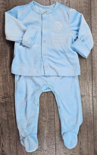 Baby Boy Clothes Diesel 3-6 Month Blue Velour Brave New Generation Footed Outfit