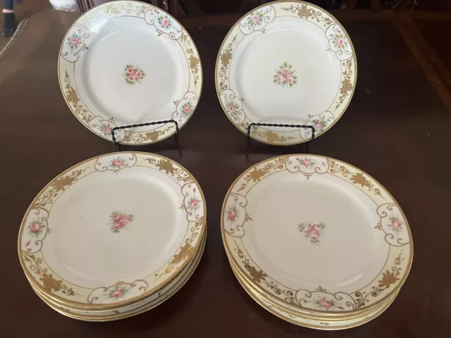 Noritake Hand Painted Gold Encrusted Pink Rose 7 1/2" Plate, Made in Japan