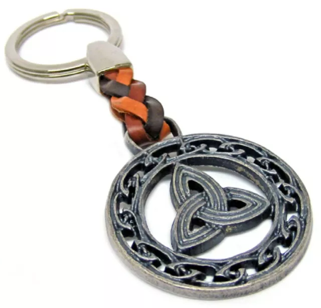 Keltischer Knoten-mit Lederband-Schlüsselanhänger-Keyholder-Schlüssel-Keyrings