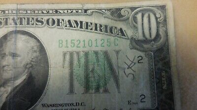 1934A $10 TEN Dollar USA Federal Reserve Note Old Bill Money FRN Green Seal 3