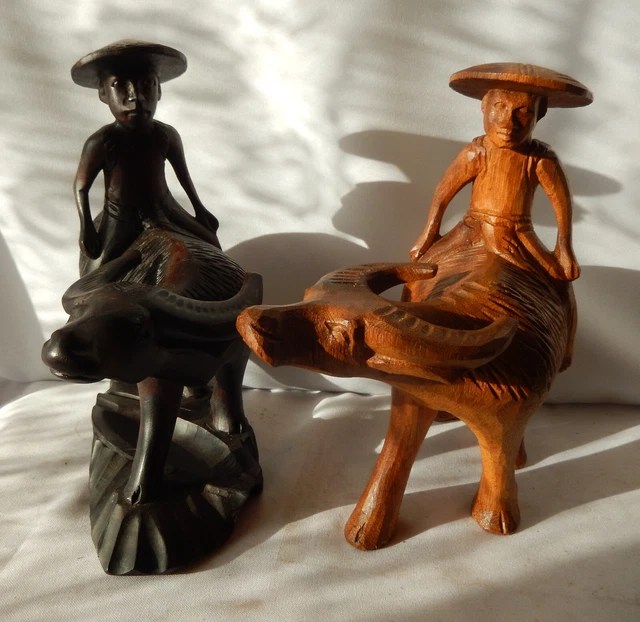 6 Figurines Miniatures Chinoises - Statues Asiatiques Anciennes Pour Décoration Bureau, Tableau De Bord Voiture, Jardin Zen - 3