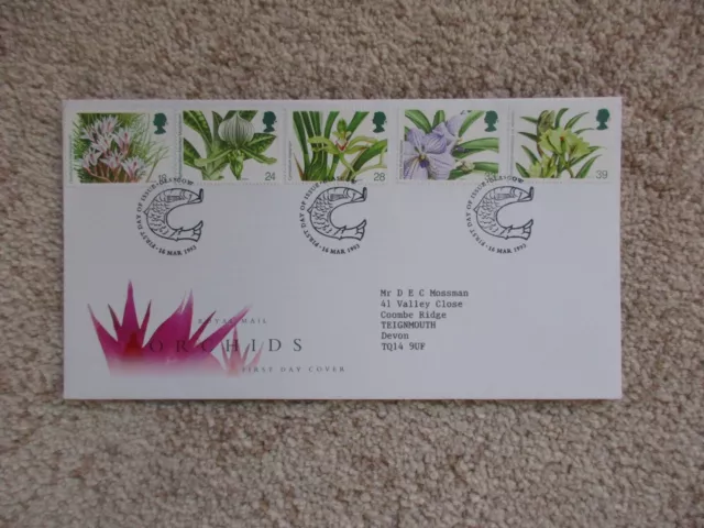 1993 Orchids Gpo First Day Cover, Glasgow Special H/S