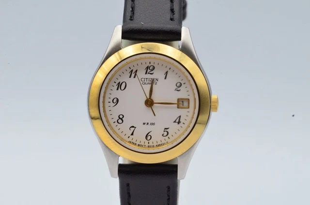 Citizen Quarzo Orologio Donna 25MM Acciaio/Oro Vintage Raro 8020 da Polso