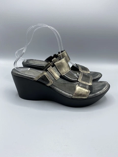Naot Womens Slip On Shoes Metallic Brown Bronze Sandals Wedge Size 41/10