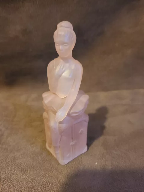 Vintage Avon Pink Frosted Glass Prima Ballerina Perfume Bottle Empty Decor