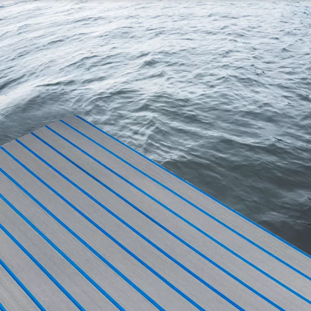 95*24inch Eva Foam Mat Anti-Skid Mat Light Grey with Blue Seam for Boat  Decking