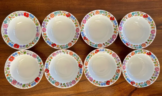 Kalocsa Berry Bowls Set of Eight Beautiful Hungarian Porcelain