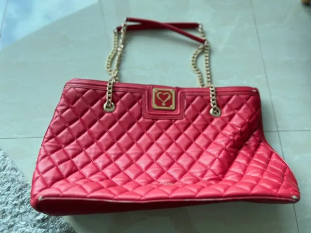 Love Moschino Red Quilted Faux Leather Shoulder Bag