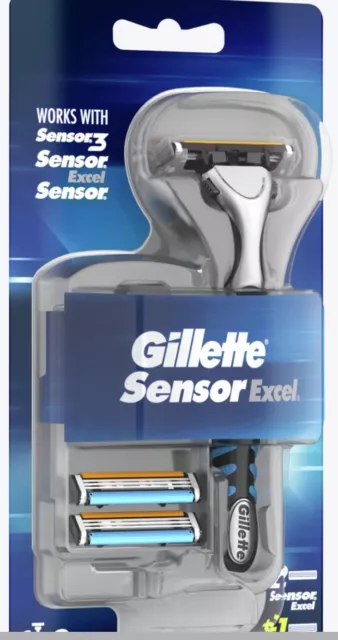 Gillette Sensor Excel Rasierer + 2 Ersatzklingen Neu OVP