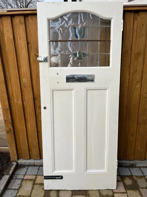 Reclaimed 1930's Original Victorian Hardwood External Front Entrance Door  2