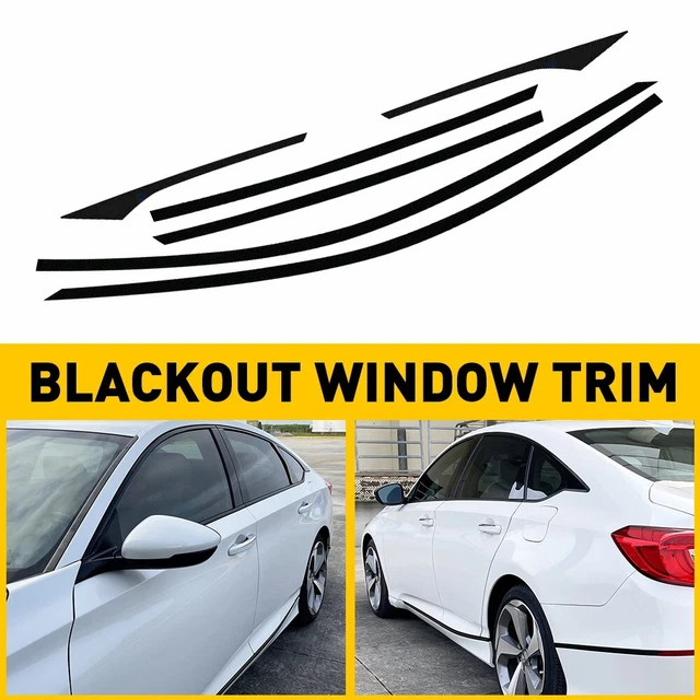 Chrome Blackout Glossy Window Delete Trims For Honda Black Accord Sedan 2018-22