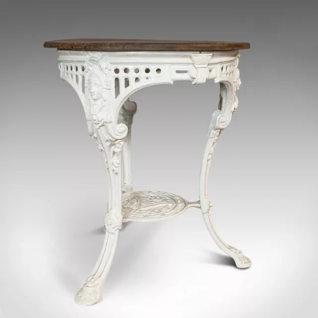 ANTIQUE BRITANNIA TABLE, English, Cast Iron, Cedar, Garden, Outdoor