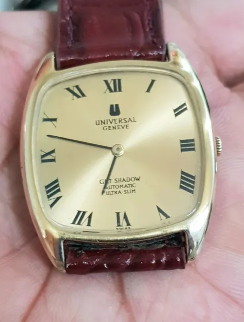 Vintage Universal Geneve Gilt Shadow 25J Automatic Watch Swiss Mens