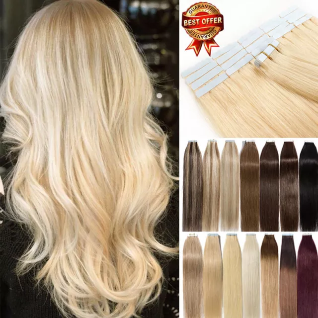 Invisible Tape In Extensions 100% Remy Echthaar Haarverlangerung Skin Weft DICK