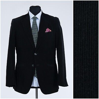 Giacca da uomo nera cappotto sportivo in velluto a coste 40R taglia UK H&M cotone cotone