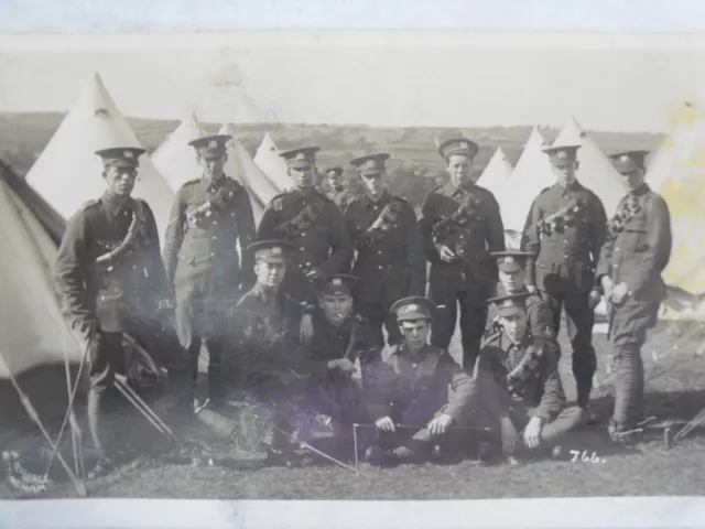 Rppc Military Group, Tents Real "A. W. Pierce Nottingham 766." Photo Bw Postcard