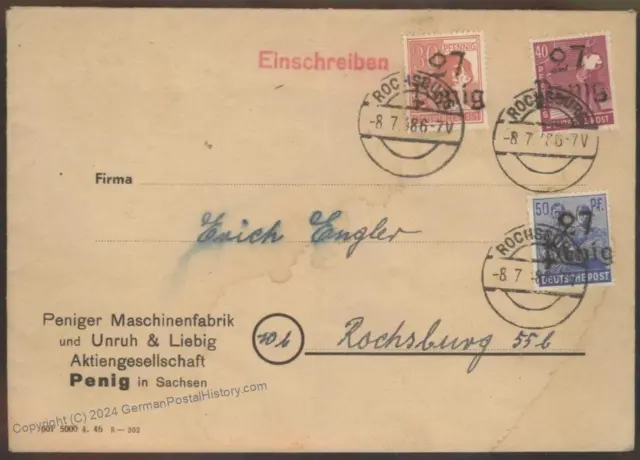 Germany 1948 Soviet Zone SBZ HOP Bezirk 27 Rochsburg Penig  Cover 10x Fra 107836