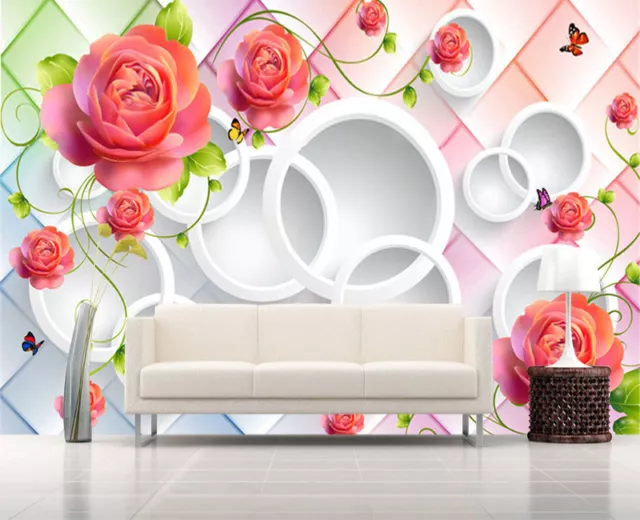 Pink Right Magnolia 3D Full Wall Mural Photo Wallpaper Printing Home Kids Decor 3
