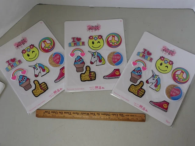 9pc Stick-on Embroidered Fabric Patches Peace Rainbow Unicorn Hippie Psychedelic