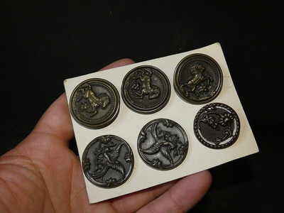 PLASTIQUE ET METAL ARGENTE ART NOUVEAU BOUTON d:28mm 