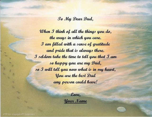 Dad~Daddy~Father Christmas Gift~Birthday Gift Personalized Poem Footprints~8x10