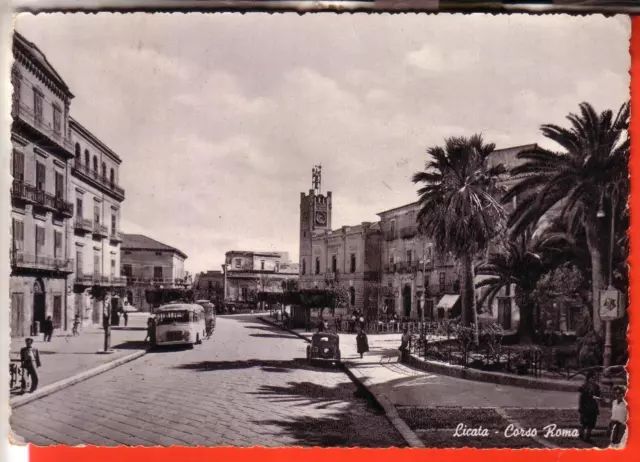 Cartolina  Licata B/N  Viaggiata  Corso Roma  Con Bus