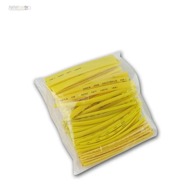 100er Set Cavo Termoretraibile Giallo, Tubo, Sciolto Pezzi