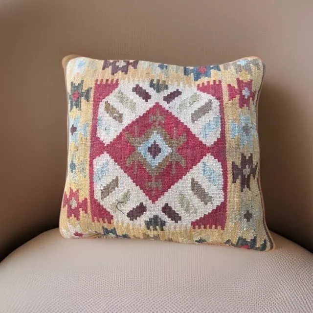 Afghan Handwoven  Kilim Cushion Cover, Traditional Wool Cushion ( 45 X 45 CM )