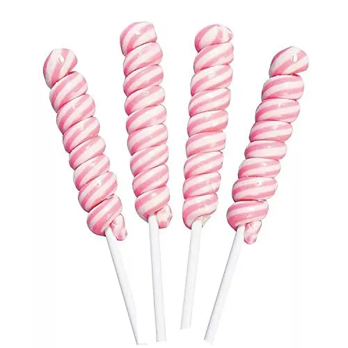 Pink Twisty Lollipops - 24 Suckers Individually Wrapped Bulk Candy