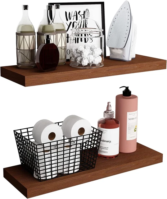 Allen 8" Deep Floating Shelves Set of 2 Reclaimed Wood Wall Shelf Rustic Pine Wa