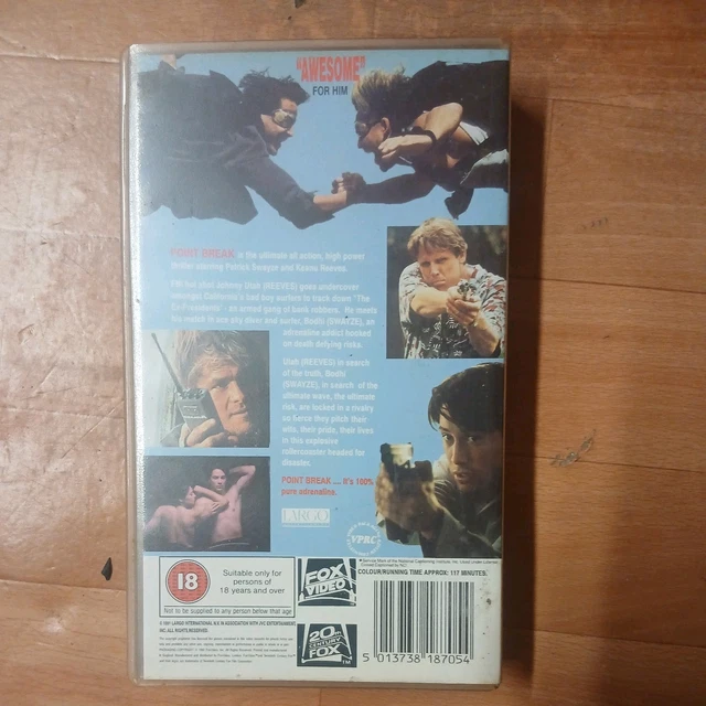 Point Break Keanu Reevers POINT BREAK 1991 Film Starring Keanu Reeves & Patrick Swayze Vhs Video ...
