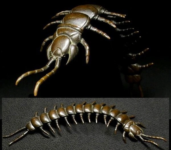 Japan vintage  bronze centipede okimono Statue antique