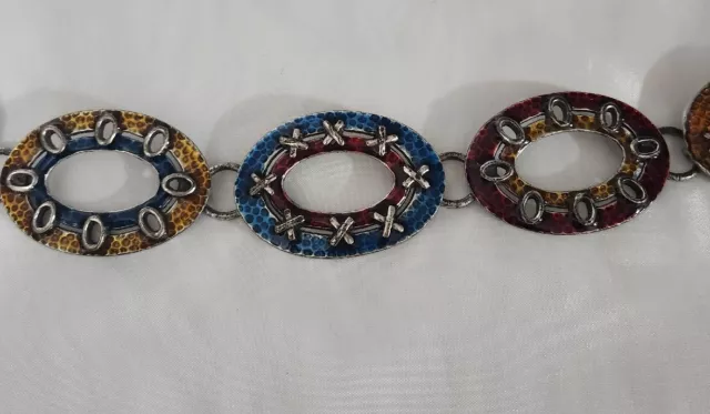 CHICO'S Multi-Color Medallion Chain Belt Silver Tone Adjustable One Size