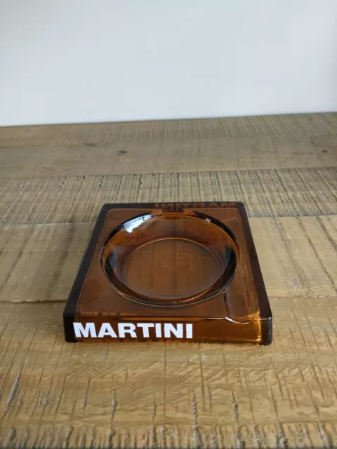 Cendrier publicitaire MARTINI en Verre Fumé - 2 faces différentes - Vintage 3