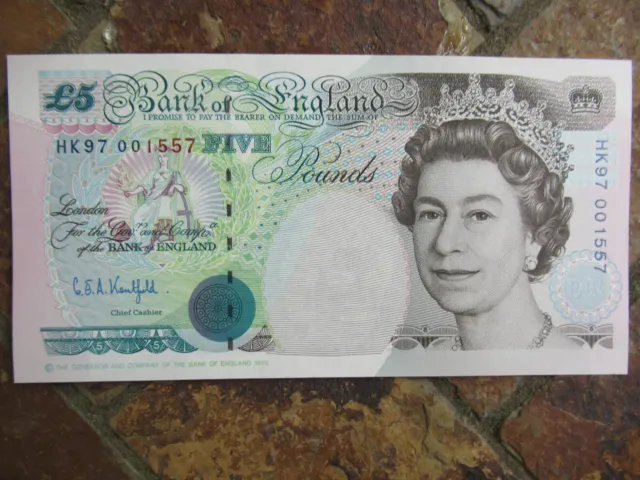 Uncirculated 1990 Bank of England Five Pound Banknote Bill