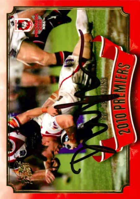 ✺Signed✺ 2010 ST GEORGE ILLAWARRA DRAGONS Premiers NRL Card DEAN YOUNG