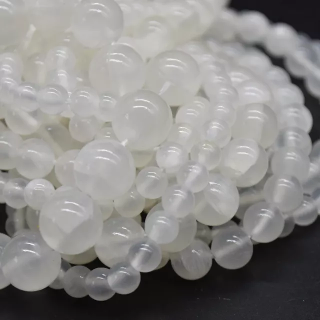 Natural White Selenite Semi-Precious Gemstone Round Beads 4mm 6mm 8mm 10mm 12mm