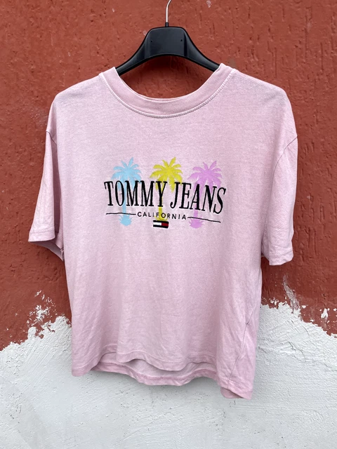 Tommy Hilfigr Jeans T-shirt Tee corta cropped da donna Rosa California Taglia XS
